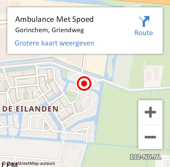 Locatie op kaart van de 112 melding: Ambulance Met Spoed Naar Gorinchem, Griendweg op 7 juli 2024 17:50