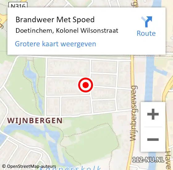 Locatie op kaart van de 112 melding: Brandweer Met Spoed Naar Doetinchem, Kolonel Wilsonstraat op 7 juli 2024 18:09