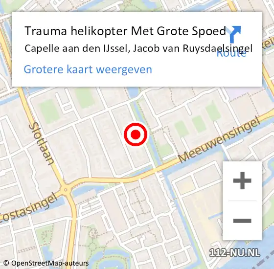 Locatie op kaart van de 112 melding: Trauma helikopter Met Grote Spoed Naar Capelle aan den IJssel, Jacob van Ruysdaelsingel op 7 juli 2024 18:13