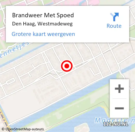 Locatie op kaart van de 112 melding: Brandweer Met Spoed Naar Den Haag, Westmadeweg op 7 juli 2024 18:14