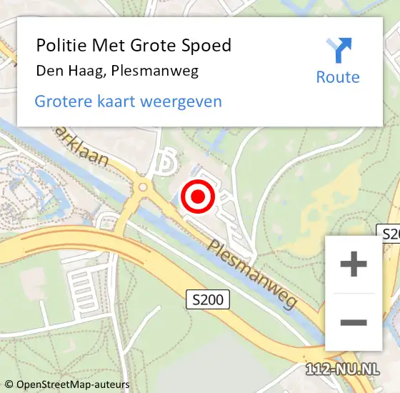 Locatie op kaart van de 112 melding: Politie Met Grote Spoed Naar Den Haag, Plesmanweg op 7 juli 2024 18:19