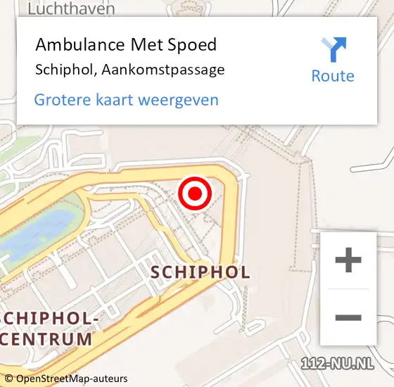 Locatie op kaart van de 112 melding: Ambulance Met Spoed Naar Schiphol, Aankomstpassage op 7 juli 2024 18:25