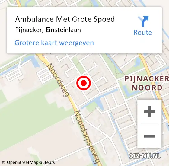 Locatie op kaart van de 112 melding: Ambulance Met Grote Spoed Naar Pijnacker, Einsteinlaan op 7 juli 2024 18:26