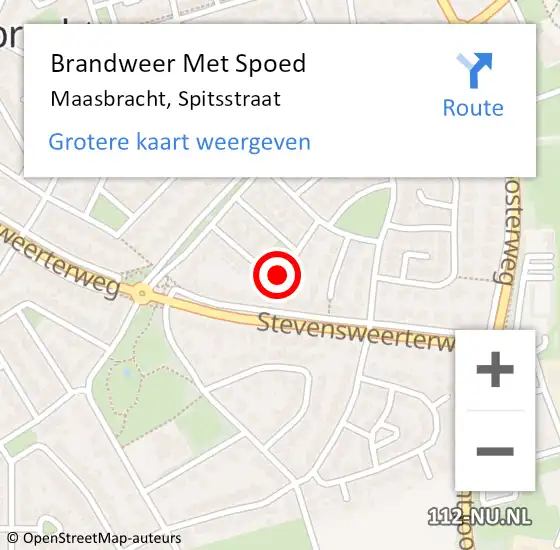 Locatie op kaart van de 112 melding: Brandweer Met Spoed Naar Maasbracht, Spitsstraat op 7 juli 2024 18:31