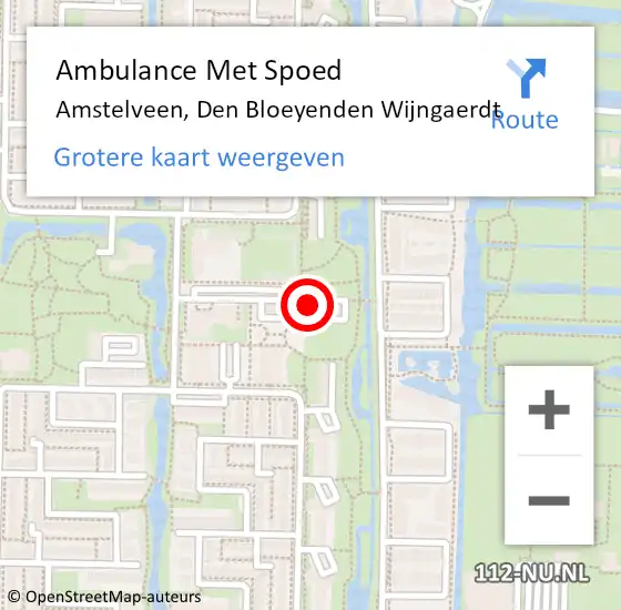 Locatie op kaart van de 112 melding: Ambulance Met Spoed Naar Amstelveen, Den Bloeyenden Wijngaerdt op 7 juli 2024 18:42