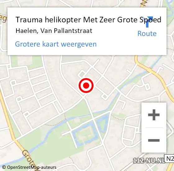 Locatie op kaart van de 112 melding: Trauma helikopter Met Zeer Grote Spoed Naar Haelen, Van Pallantstraat op 7 juli 2024 18:44