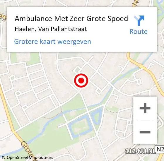 Locatie op kaart van de 112 melding: Ambulance Met Zeer Grote Spoed Naar Haelen, Van Pallantstraat op 7 juli 2024 18:44