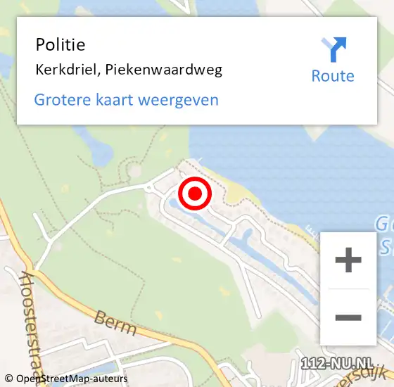 Locatie op kaart van de 112 melding: Politie Kerkdriel, Piekenwaardweg op 7 juli 2024 19:23