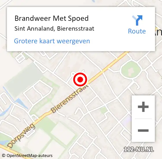 Locatie op kaart van de 112 melding: Brandweer Met Spoed Naar Sint Annaland, Bierensstraat op 7 juli 2024 19:25