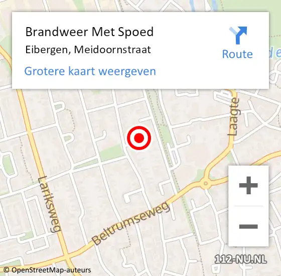 Locatie op kaart van de 112 melding: Brandweer Met Spoed Naar Eibergen, Meidoornstraat op 7 juli 2024 19:28