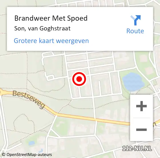 Locatie op kaart van de 112 melding: Brandweer Met Spoed Naar Son, van Goghstraat op 7 juli 2024 19:30