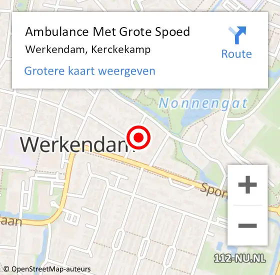 Locatie op kaart van de 112 melding: Ambulance Met Grote Spoed Naar Werkendam, Kerckekamp op 7 juli 2024 19:39