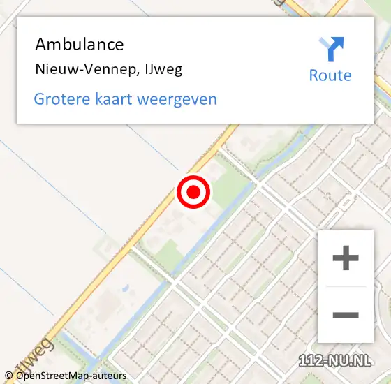 Locatie op kaart van de 112 melding: Ambulance Nieuw-Vennep, IJweg op 7 juli 2024 19:43