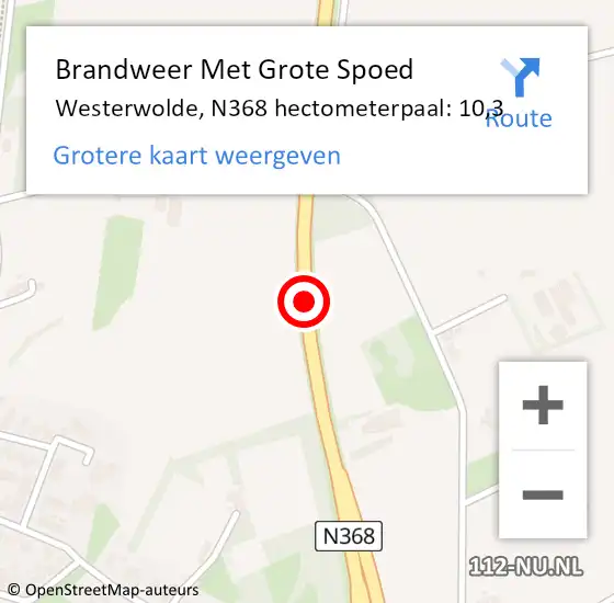 Locatie op kaart van de 112 melding: Brandweer Met Grote Spoed Naar Westerwolde, N368 hectometerpaal: 10,3 op 7 juli 2024 19:44