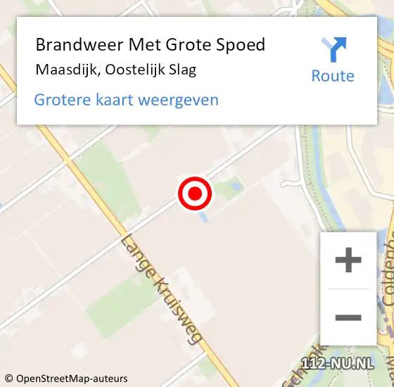 Locatie op kaart van de 112 melding: Brandweer Met Grote Spoed Naar Maasdijk, Oostelijk Slag op 7 juli 2024 19:50