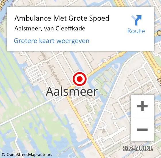 Locatie op kaart van de 112 melding: Ambulance Met Grote Spoed Naar Aalsmeer, van Cleeffkade op 7 juli 2024 19:53