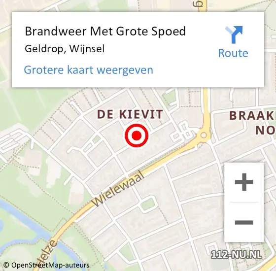 Locatie op kaart van de 112 melding: Brandweer Met Grote Spoed Naar Geldrop, Wijnsel op 7 juli 2024 20:02