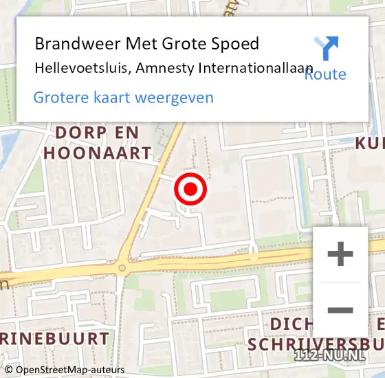 Locatie op kaart van de 112 melding: Brandweer Met Grote Spoed Naar Hellevoetsluis, Amnesty Internationallaan op 7 juli 2024 20:09