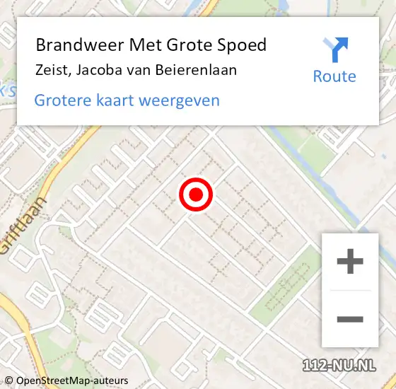 Locatie op kaart van de 112 melding: Brandweer Met Grote Spoed Naar Zeist, Jacoba van Beierenlaan op 7 juli 2024 20:25