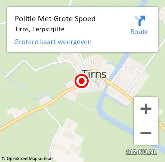 Locatie op kaart van de 112 melding: Politie Met Grote Spoed Naar Tirns, Terpstrjitte op 7 juli 2024 20:34