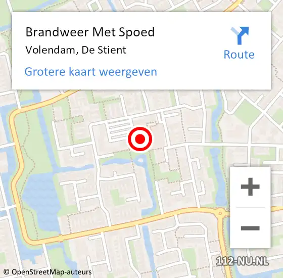 Locatie op kaart van de 112 melding: Brandweer Met Spoed Naar Volendam, De Stient op 7 juli 2024 20:36