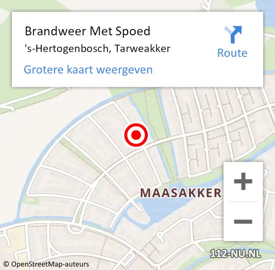 Locatie op kaart van de 112 melding: Brandweer Met Spoed Naar 's-Hertogenbosch, Tarweakker op 7 juli 2024 20:44