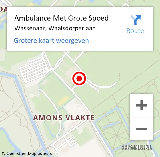 Locatie op kaart van de 112 melding: Ambulance Met Grote Spoed Naar Wassenaar, Waalsdorperlaan op 7 juli 2024 20:49