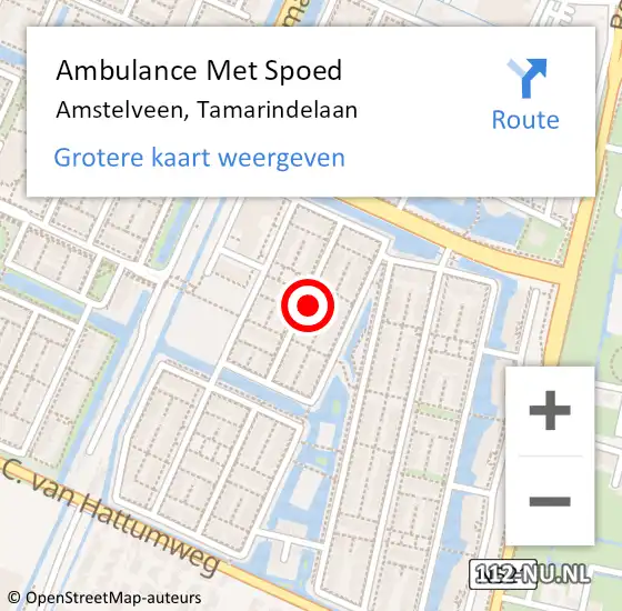 Locatie op kaart van de 112 melding: Ambulance Met Spoed Naar Amstelveen, Tamarindelaan op 7 juli 2024 20:49