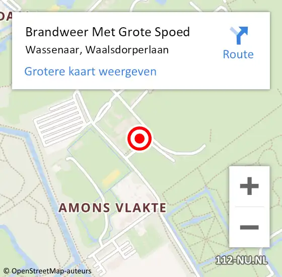 Locatie op kaart van de 112 melding: Brandweer Met Grote Spoed Naar Wassenaar, Waalsdorperlaan op 7 juli 2024 20:50