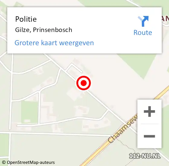 Locatie op kaart van de 112 melding: Politie Gilze, Prinsenbosch op 7 juli 2024 21:03