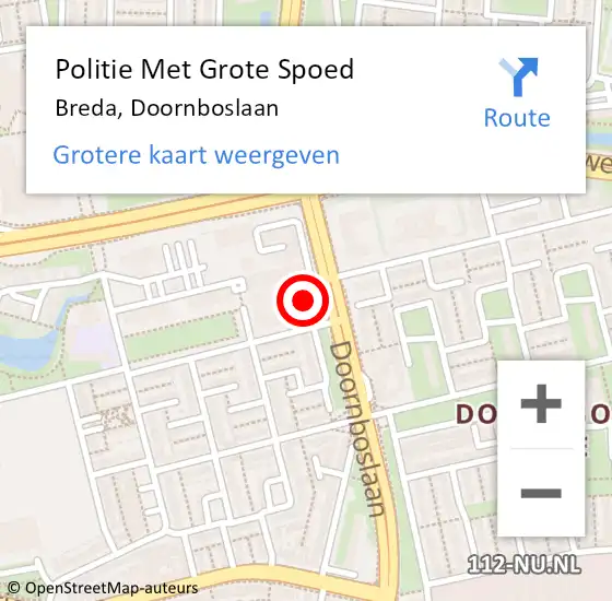 Locatie op kaart van de 112 melding: Politie Met Grote Spoed Naar Breda, Doornboslaan op 7 juli 2024 21:32