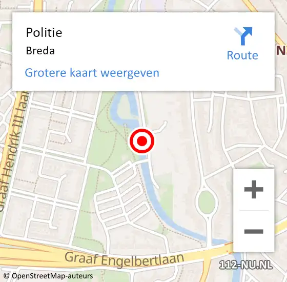 Locatie op kaart van de 112 melding: Politie Breda op 7 juli 2024 21:33