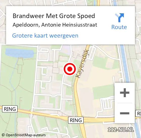 Locatie op kaart van de 112 melding: Brandweer Met Grote Spoed Naar Apeldoorn, Antonie Heinsiusstraat op 7 juli 2024 21:37