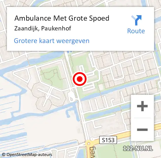 Locatie op kaart van de 112 melding: Ambulance Met Grote Spoed Naar Zaandijk, Paukenhof op 7 juli 2024 21:38