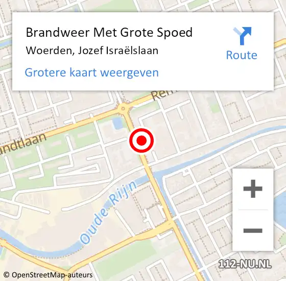 Locatie op kaart van de 112 melding: Brandweer Met Grote Spoed Naar Woerden, Jozef Israëlslaan op 7 juli 2024 22:10