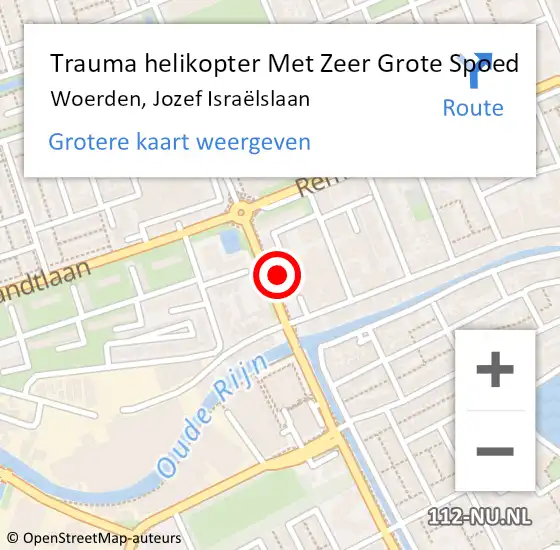 Locatie op kaart van de 112 melding: Trauma helikopter Met Zeer Grote Spoed Naar Woerden, Jozef Israëlslaan op 7 juli 2024 22:11