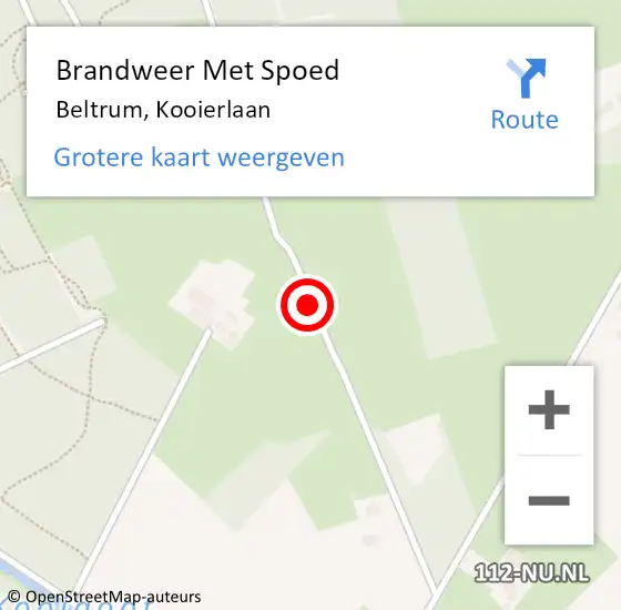 Locatie op kaart van de 112 melding: Brandweer Met Spoed Naar Beltrum, Kooierlaan op 12 oktober 2014 09:43