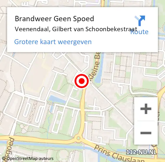 Locatie op kaart van de 112 melding: Brandweer Geen Spoed Naar Veenendaal, Gilbert van Schoonbekestraat op 7 juli 2024 22:39