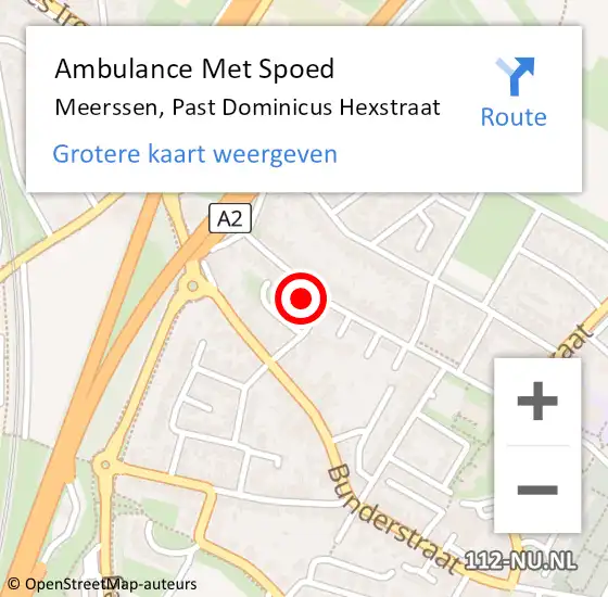 Locatie op kaart van de 112 melding: Ambulance Met Spoed Naar Meerssen, Past Dominicus Hexstraat op 12 oktober 2014 09:44