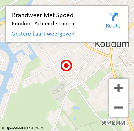 Locatie op kaart van de 112 melding: Brandweer Met Spoed Naar Koudum, Achter de Tuinen op 7 juli 2024 23:01