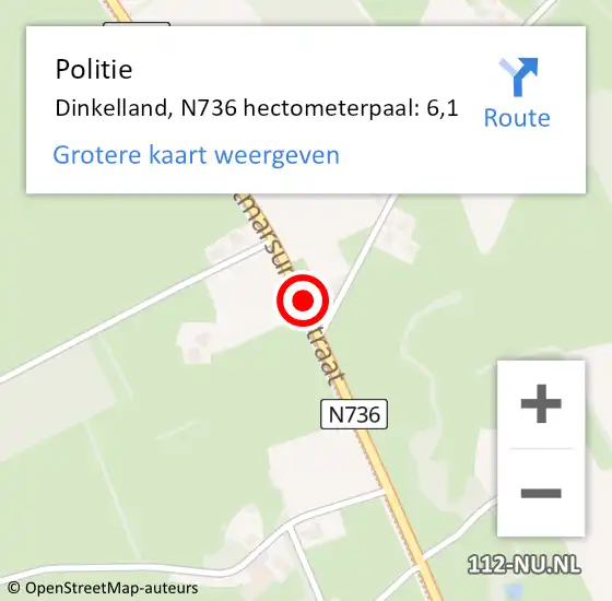 Locatie op kaart van de 112 melding: Politie Dinkelland, N736 hectometerpaal: 6,1 op 7 juli 2024 23:11