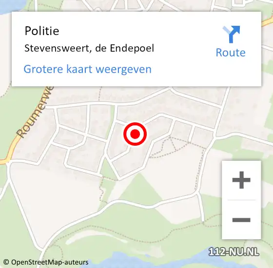 Locatie op kaart van de 112 melding: Politie Stevensweert, de Endepoel op 7 juli 2024 23:28