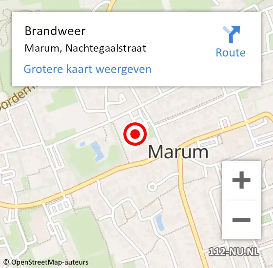 Locatie op kaart van de 112 melding: Brandweer Marum, Nachtegaalstraat op 7 juli 2024 23:58