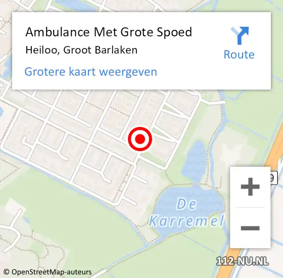 Locatie op kaart van de 112 melding: Ambulance Met Grote Spoed Naar Heiloo, Groot Barlaken op 8 juli 2024 00:24