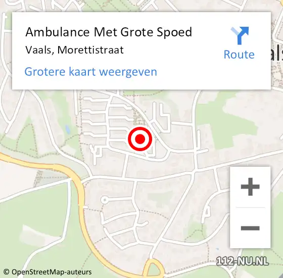 Locatie op kaart van de 112 melding: Ambulance Met Grote Spoed Naar Vaals, Morettistraat op 12 oktober 2014 09:56