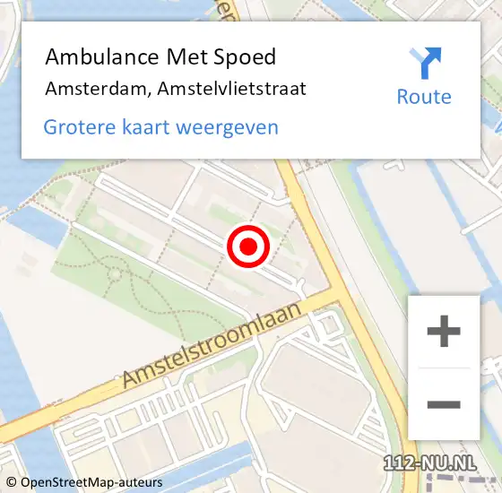 Locatie op kaart van de 112 melding: Ambulance Met Spoed Naar Amsterdam, Amstelvlietstraat op 8 juli 2024 01:41