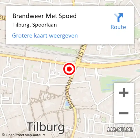 Locatie op kaart van de 112 melding: Brandweer Met Spoed Naar Tilburg, Spoorlaan op 8 juli 2024 01:50