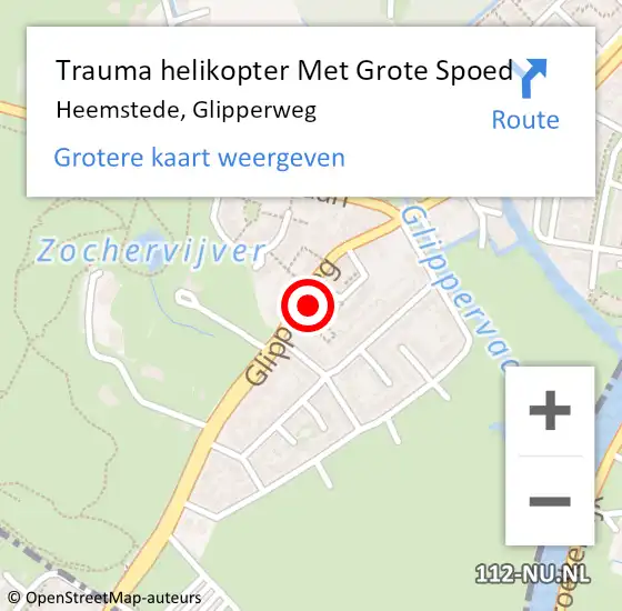 Locatie op kaart van de 112 melding: Trauma helikopter Met Grote Spoed Naar Heemstede, Glipperweg op 8 juli 2024 01:56