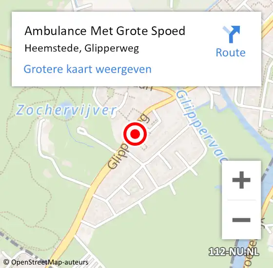 Locatie op kaart van de 112 melding: Ambulance Met Grote Spoed Naar Heemstede, Glipperweg op 8 juli 2024 01:56