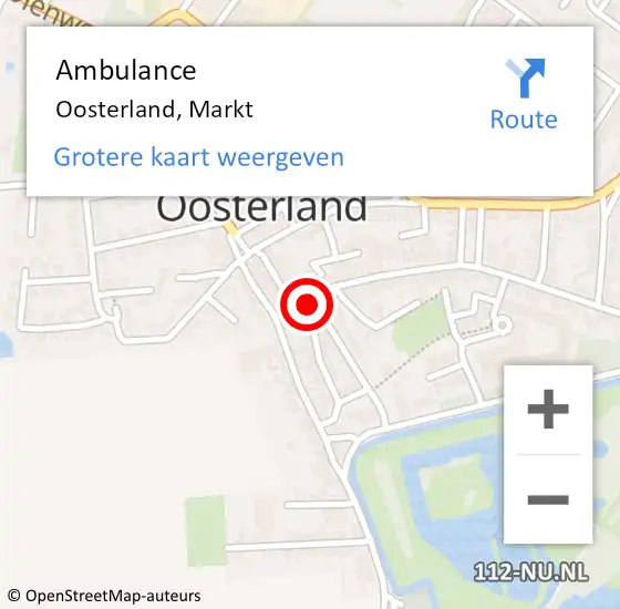Locatie op kaart van de 112 melding: Ambulance Oosterland, Markt op 12 oktober 2014 10:00